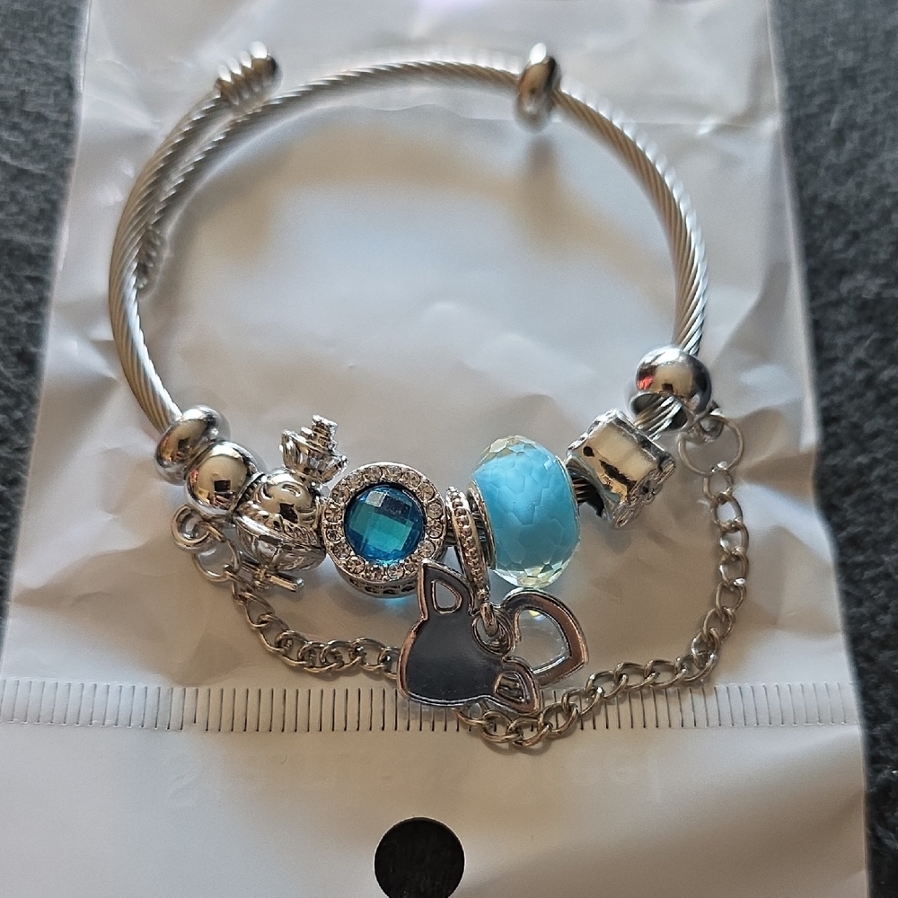 Silver and Blue Charm Bracelet
